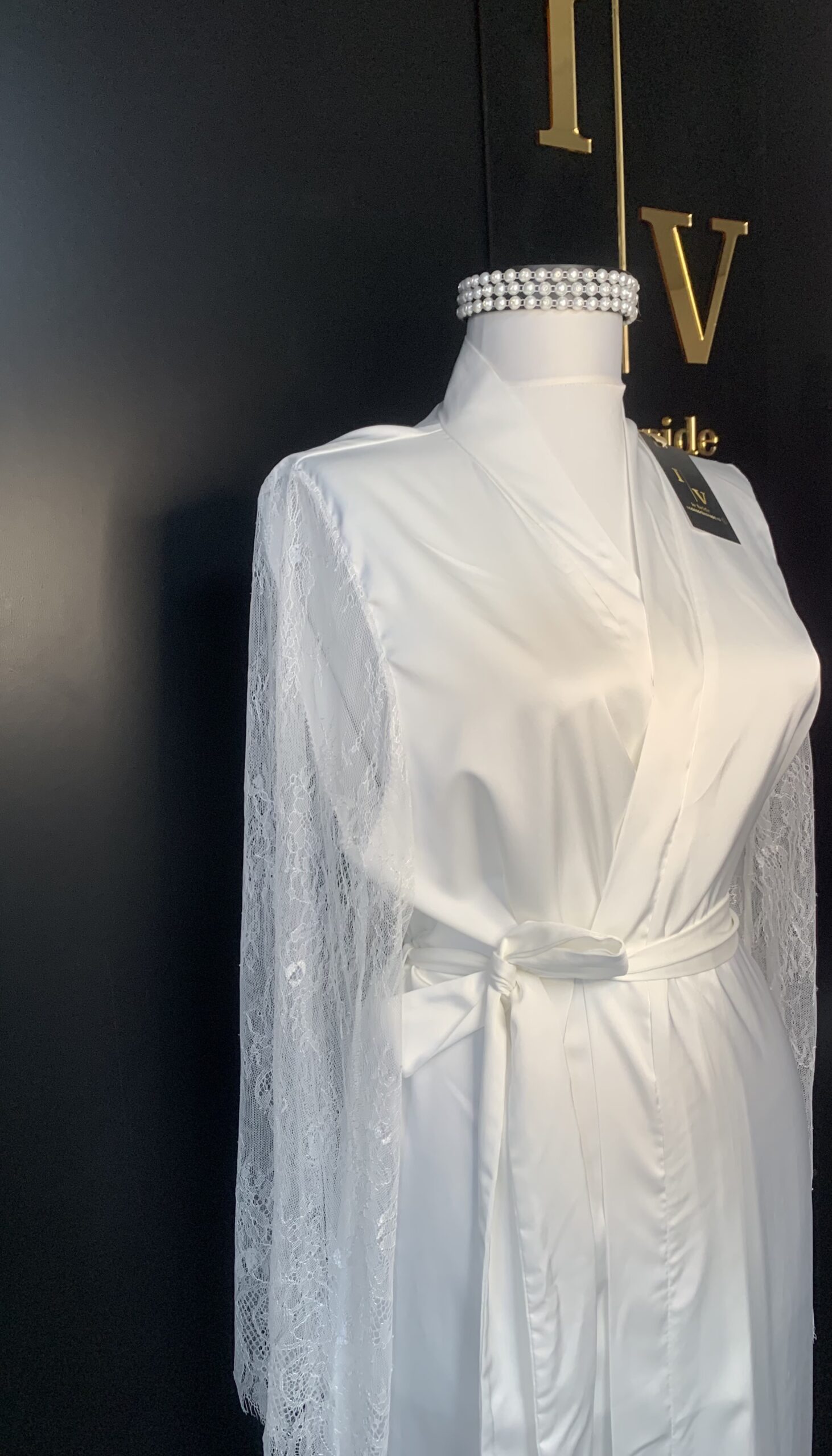 Halat lung mireasa cu dantela - imagine 3