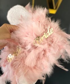 Papuci mireasa cu pene roz