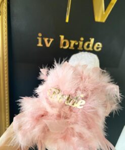 Papuci mireasa cu pene roz