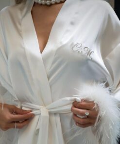 Halat mireasa brodat cu initiale