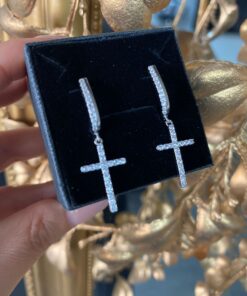 Cercei cruce cu pietre