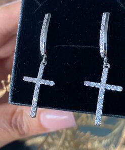 Cercei cruce cu pietre