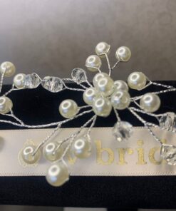 Diadema lunga flexibila cristale si perle
