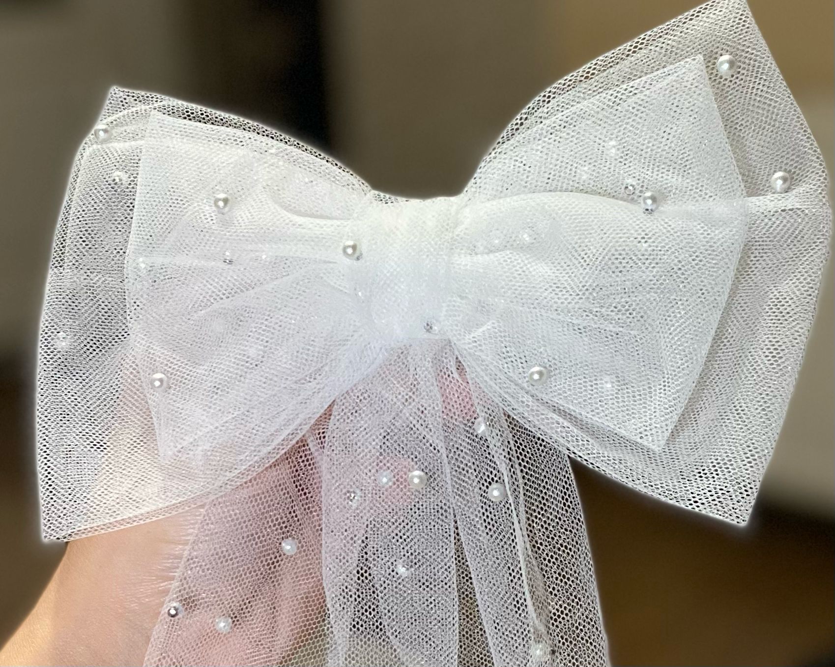 Funda tulle cu perle