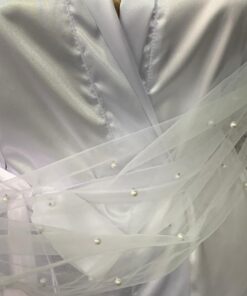 Halat Luxury Bride din Satin Alb cu perle