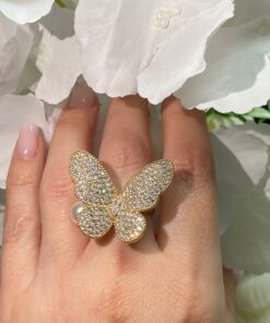 Inel fluture auriu pearl